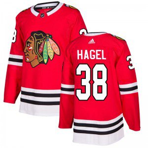 Men's Chicago Blackhawks #38 Brandon Hagel Authentic Home Red Jersey