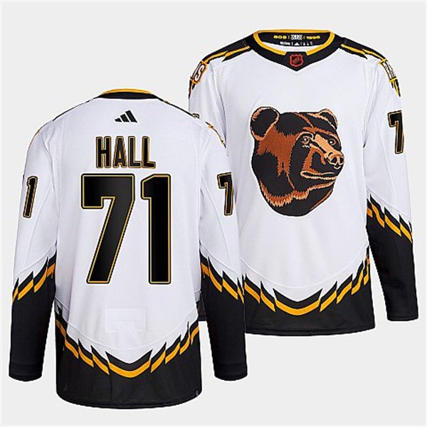 Custom Boston Bruins #71 Taylor Hall 2022 White Reverse Retro 2.0 Stitched Hockey Jersey