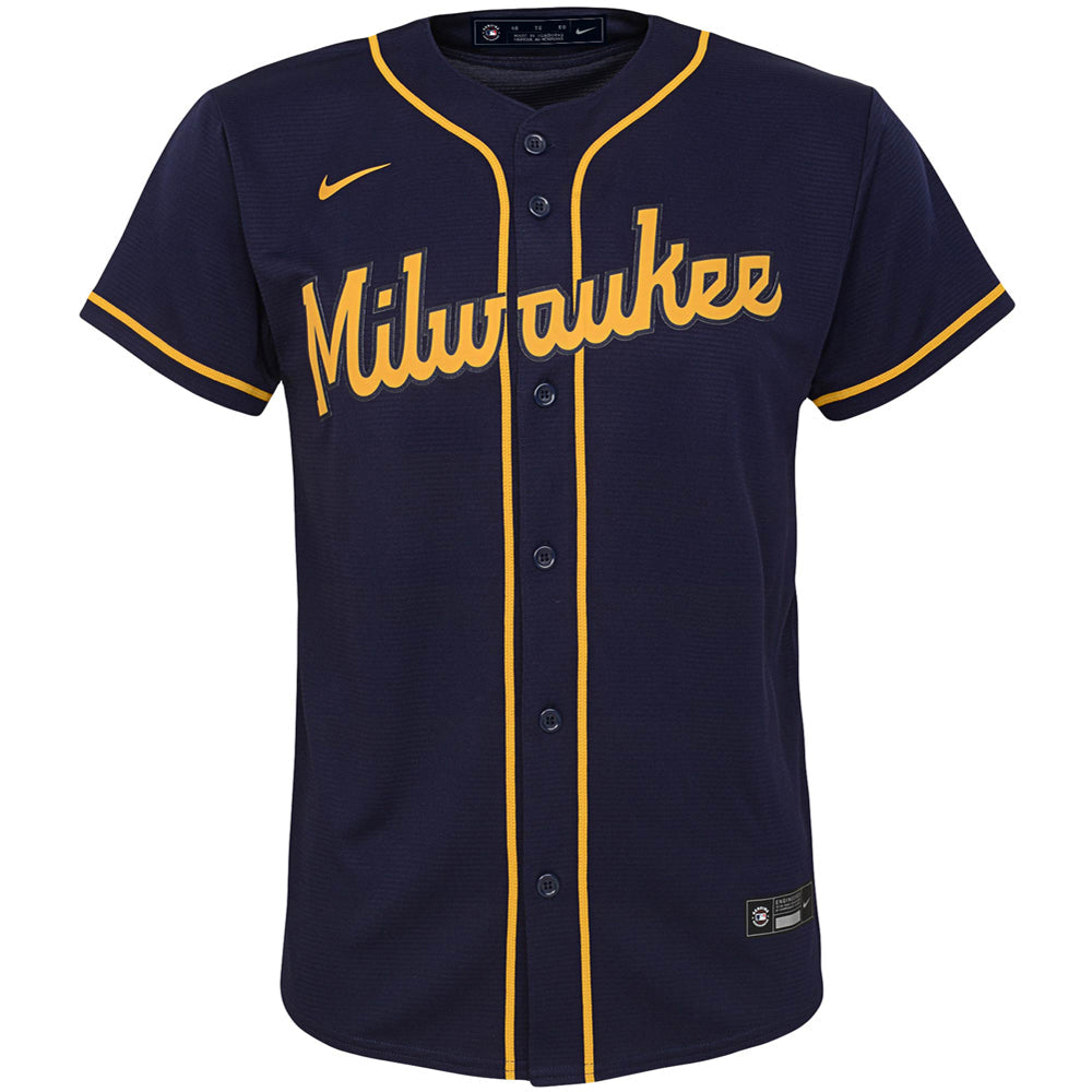 Youth Milwaukee Brewers Christian Yelich Alternate Player Jersey - Navy