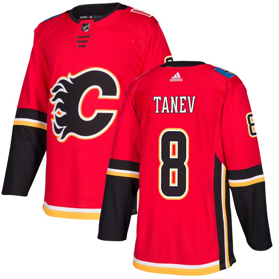 Calgary Flames #8 Chris Tanev Red Home Authentic Jersey