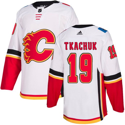 Calgary Flames #19 Matthew Tkachuk Authentic White Away Jersey