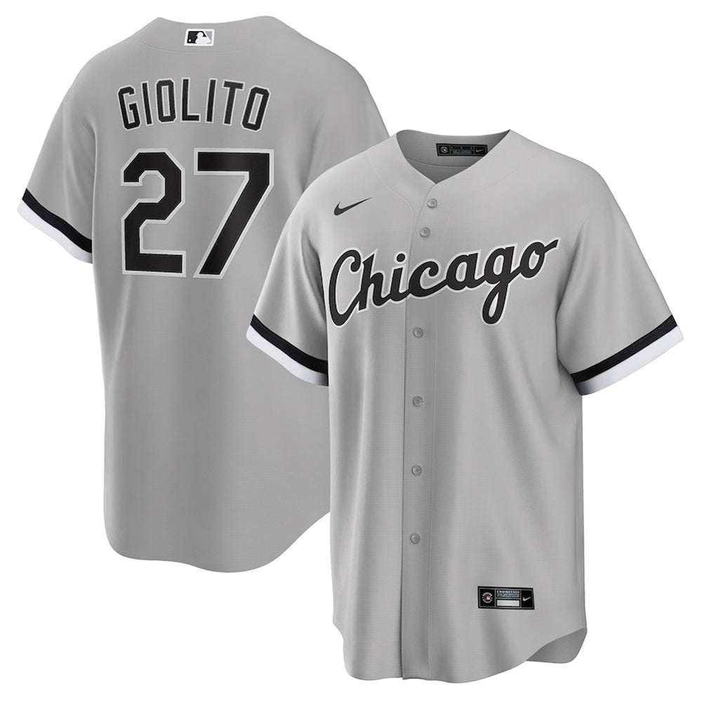 Mens Chicago White Sox Lucas Giolito Cool Base Replica Jersey Grey