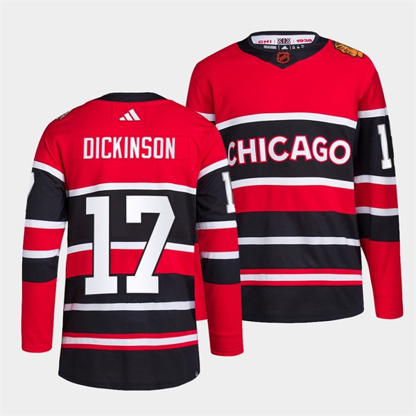 Men's Chicago Blackhawks #17 Jason Dickinson Red Reverse Retro 2.0 Stitched Hockey Jersey